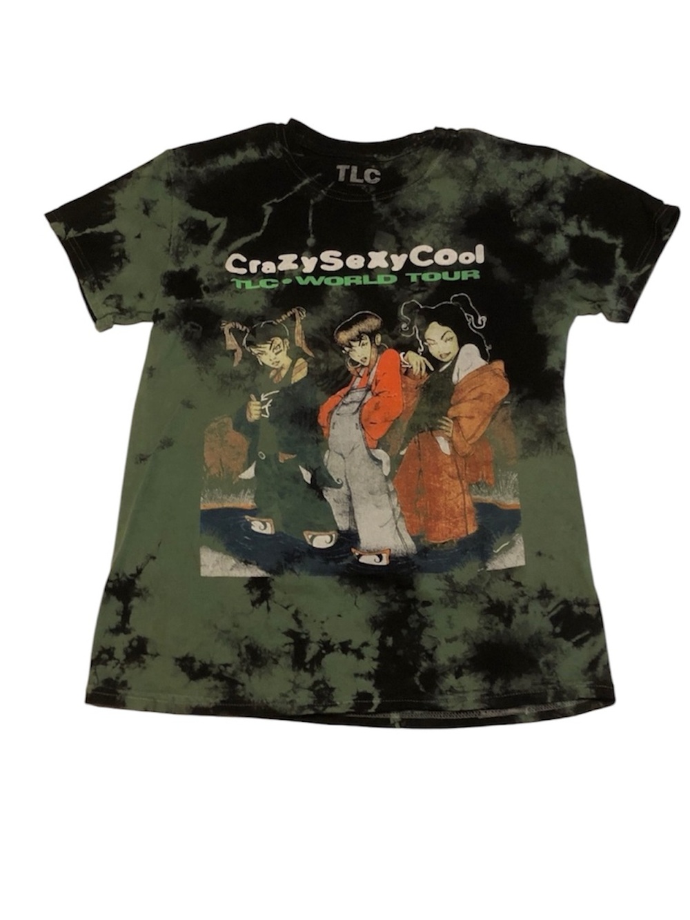 TLC Tie-Dye CrazySexyCool World Tour Tee - Black & Olive Size S